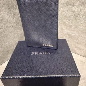 Prada Saffiano Bicolor Black Card Holder Made in Italy